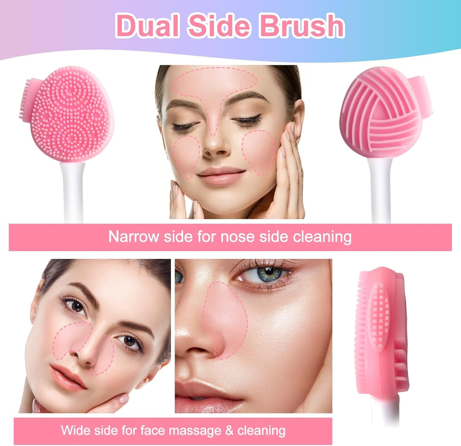 Silicone Face Scrubber Face Mask Brush Exfoliating Lip Cleansing Facial Cleansing/Wash Brush Exfoliator Blackhead Skin Care Tool Makeup Removes Dead & Dry Skin for Women Grils Men