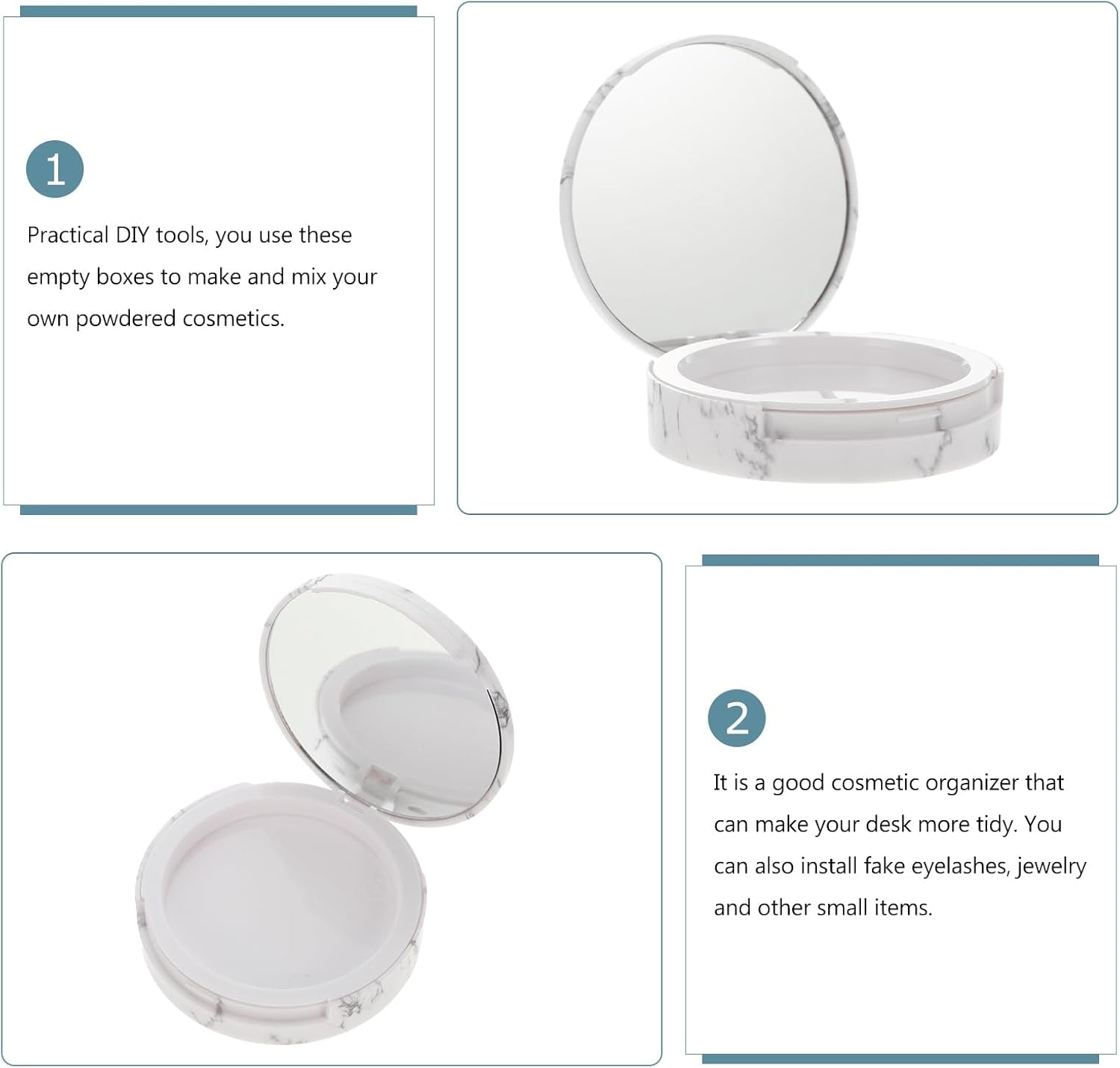 Marble Texture Pressed Powder Case Compact Makeup Powder Box Double Layer Empty Cosmetic Container for Diy Loose Travel