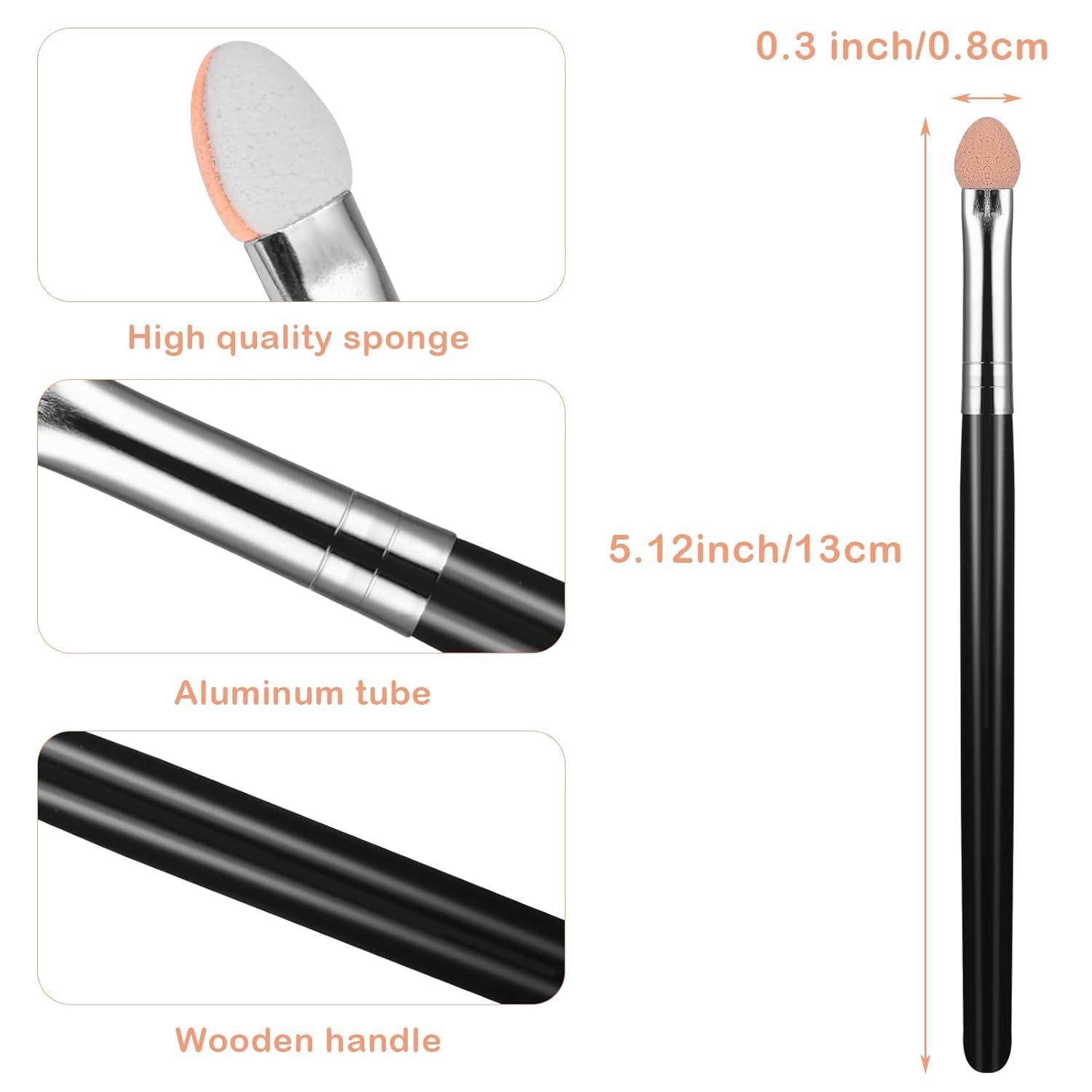 Eyeshadow Applicators Stick Sets Makeup Brushes for Women Sponge Double Sided Washable Reusable Professional Eye Shadow Makeup Applicator Tool for Girls (5Pcs, Black)