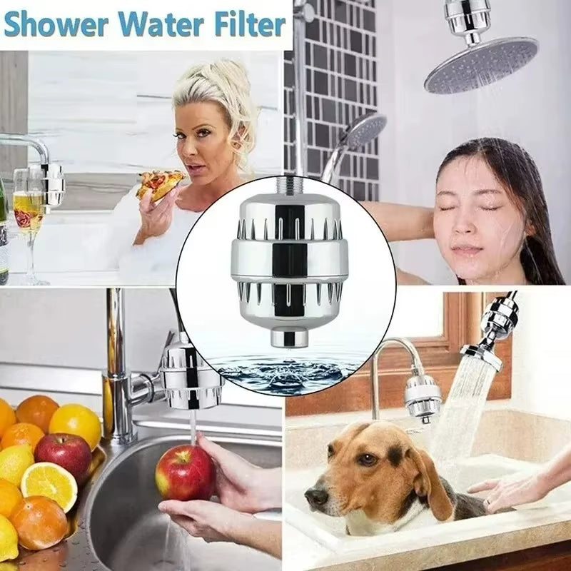 15/20 Stages High Output Shower Water Filter to Remove Heavy Metals Chlorine Fluoride Filtered Soften Hard Water for Shower Head